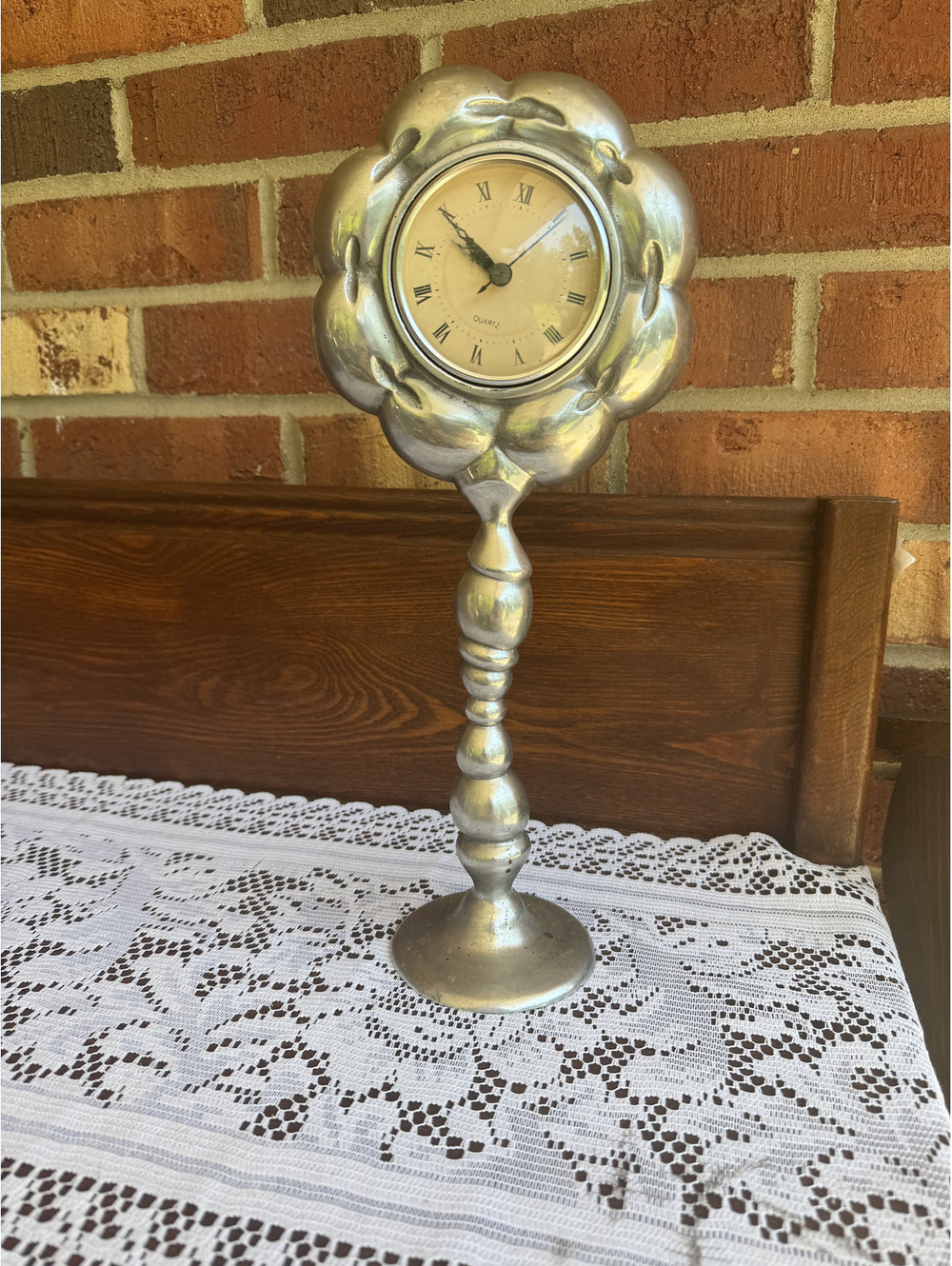 Vintage Ashleigh Manor Silver Tone Standing Clock